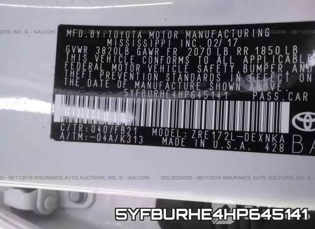 5YFBURHE4HP645141 фото 10