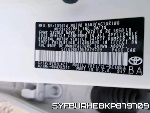 5YFBURHE8KP879709 фото 2