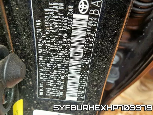 5YFBURHEXHP703379 фото 2