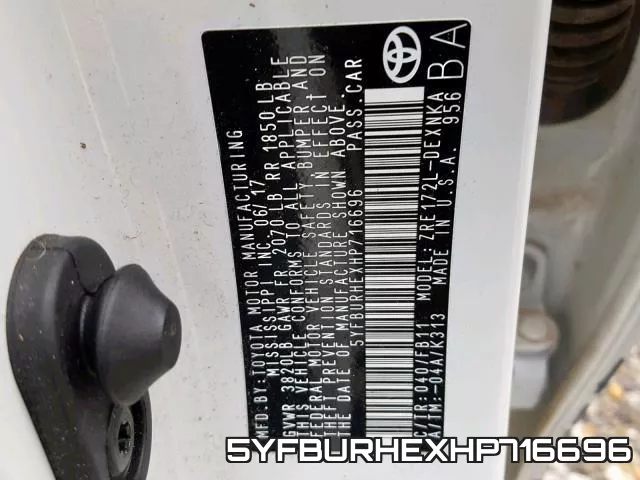 5YFBURHEXHP716696 фото 2