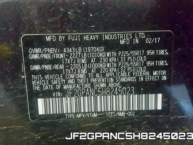 JF2GPANC5H8245023 фото 2