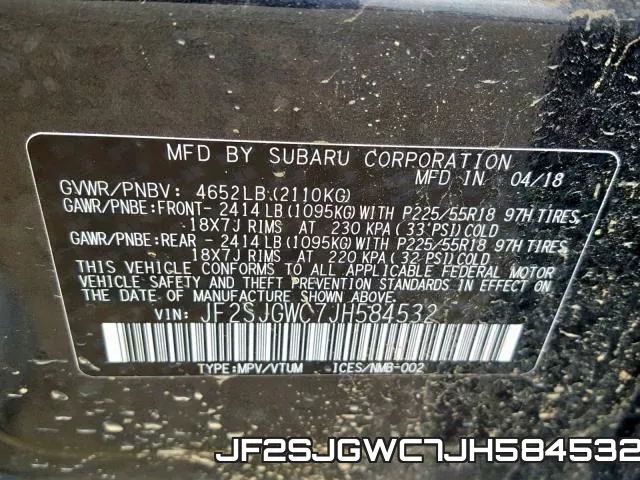 JF2SJGWC7JH584532 фото 2