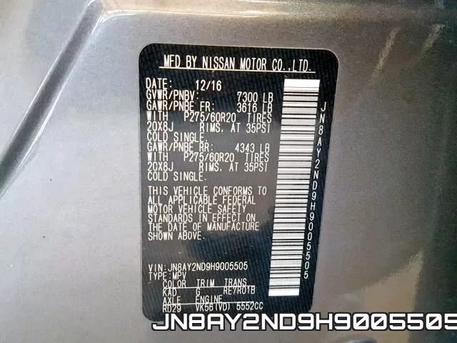 JN8AY2ND9H9005505 фото 2