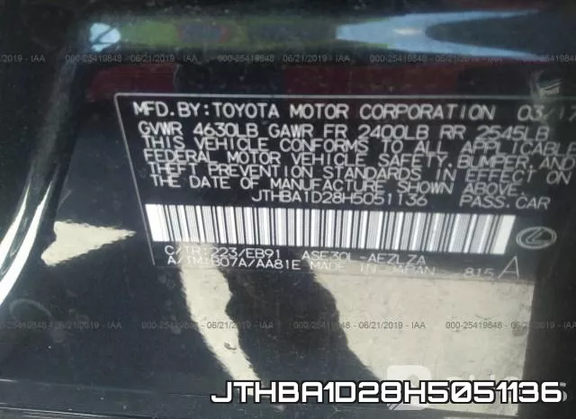 JTHBA1D28H5051136 фото 10