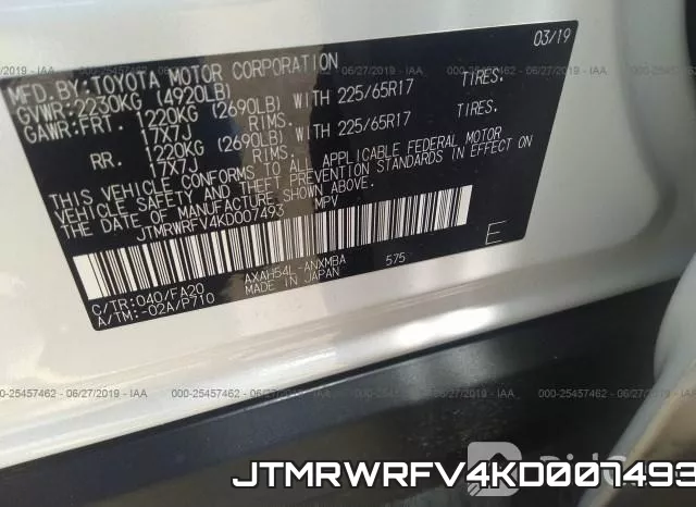 JTMRWRFV4KD007493 фото 10
