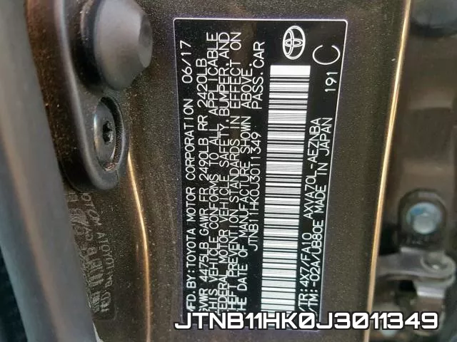 JTNB11HK0J3011349 фото 2