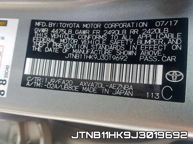 JTNB11HK9J3019692 фото 2