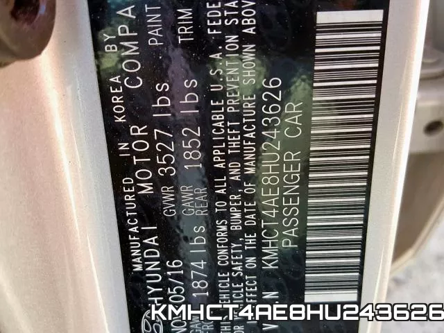 KMHCT4AE8HU243626 фото 2