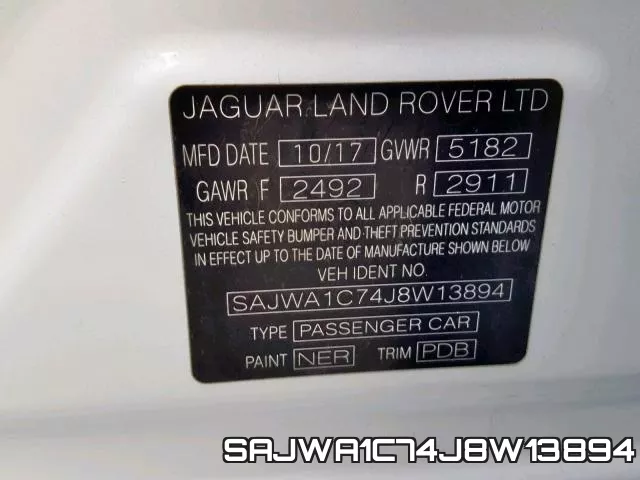 SAJWA1C74J8W13894 фото 2