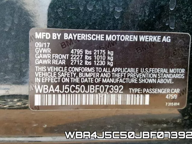 WBA4J5C50JBF07392 фото 2