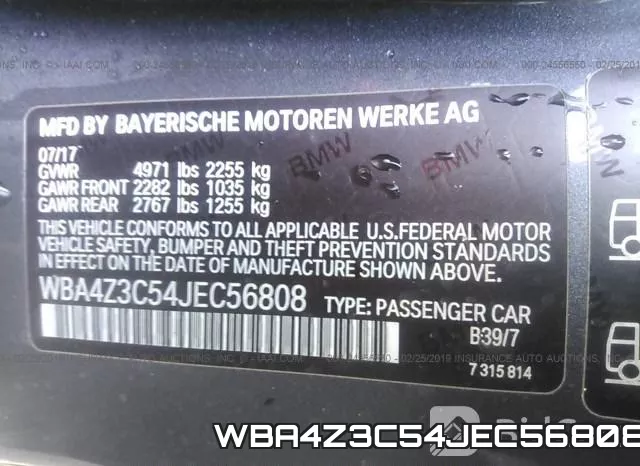 WBA4Z3C54JEC56808 фото 10
