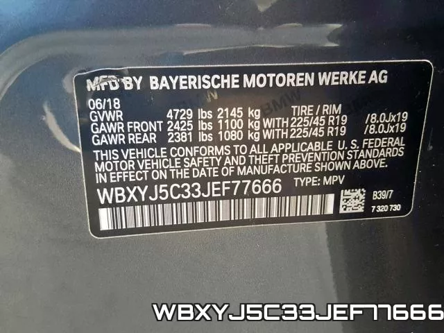 WBXYJ5C33JEF77666 фото 2