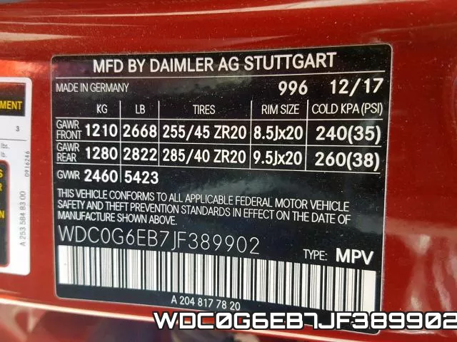 WDC0G6EB7JF389902 фото 2