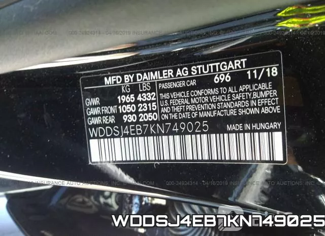 WDDSJ4EB7KN749025 фото 10