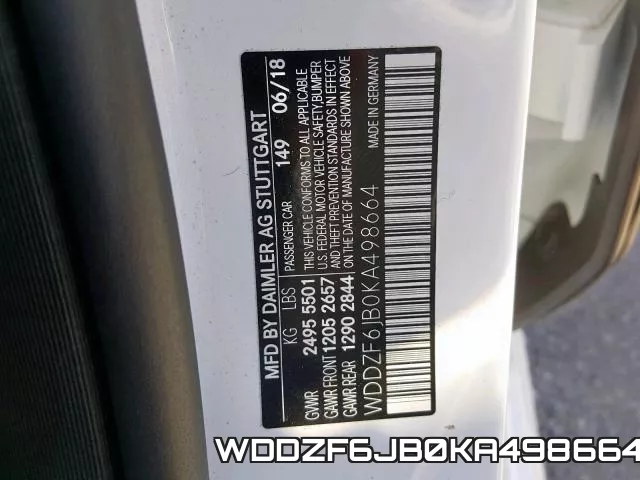 WDDZF6JB0KA498664 фото 2