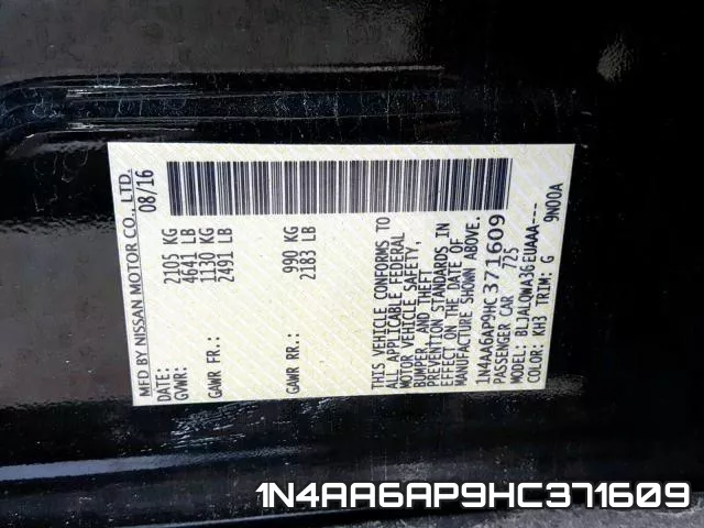 1N4AA6AP9HC371609 фото 2