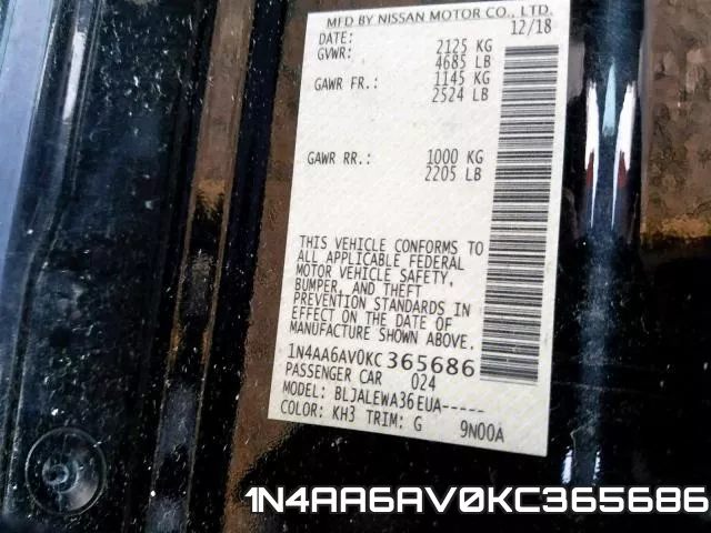 1N4AA6AV0KC365686 фото 2