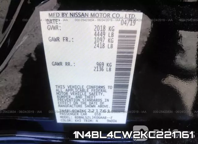 1N4BL4CW2KC221761 фото 10