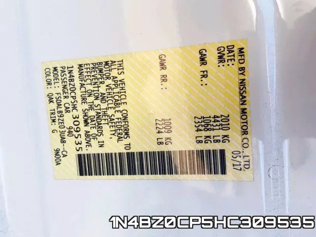 1N4BZ0CP5HC309535 фото 2