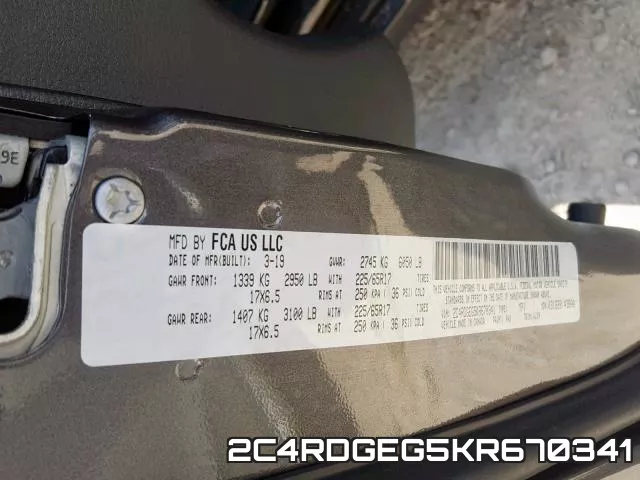 2C4RDGEG5KR670341 фото 2