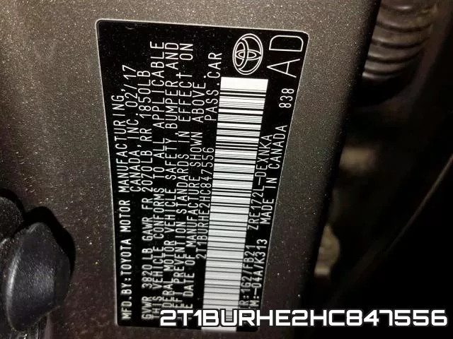 2T1BURHE2HC847556 фото 2