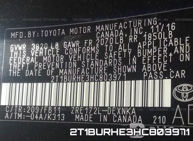 2T1BURHE3HC803971 фото 10