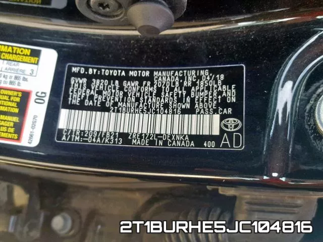 2T1BURHE5JC104816 фото 2