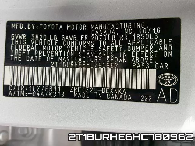 2T1BURHE6HC780962 фото 2