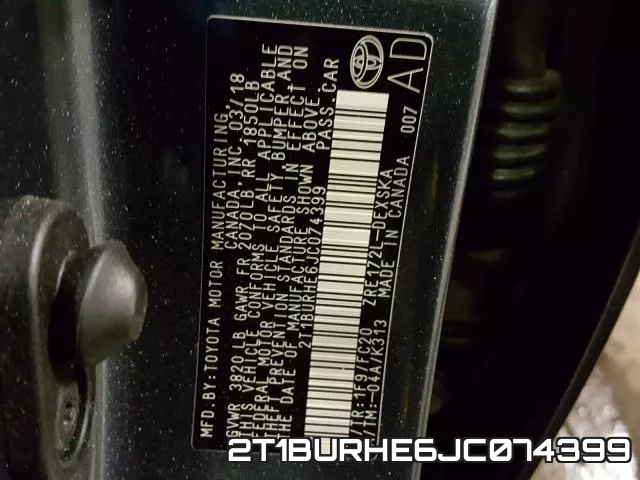 2T1BURHE6JC074399 фото 2