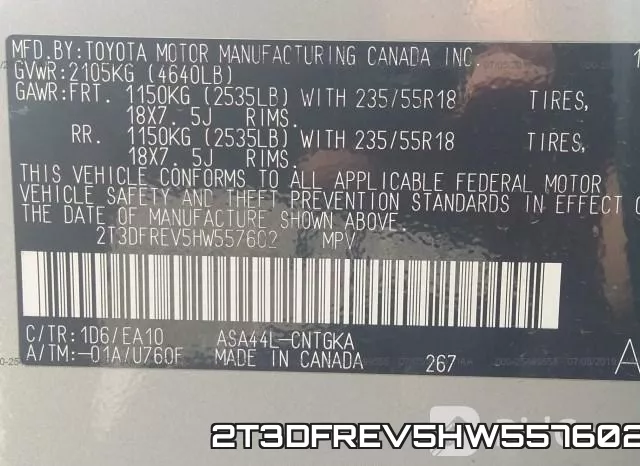 2T3DFREV5HW557602 фото 10