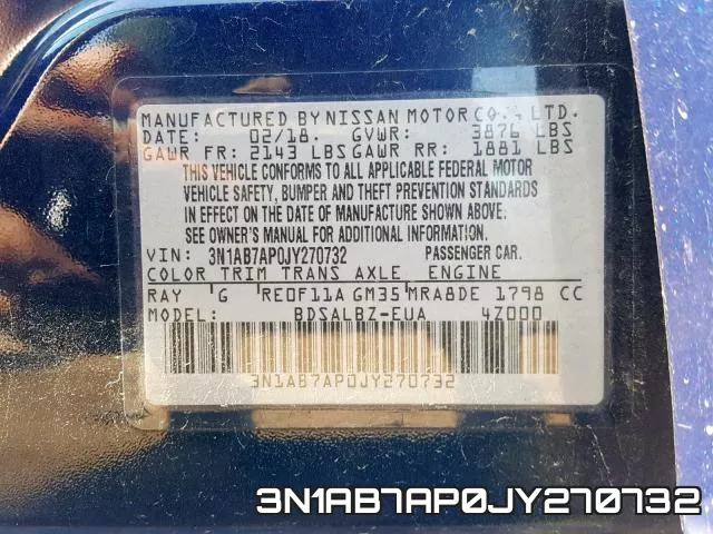 3N1AB7AP0JY270732 фото 2