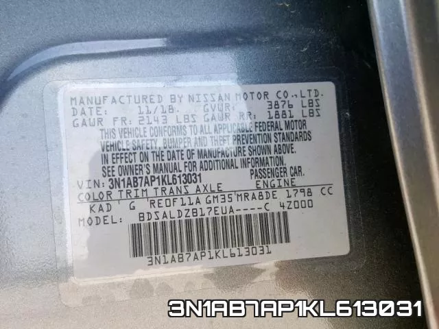 3N1AB7AP1KL613031 фото 2