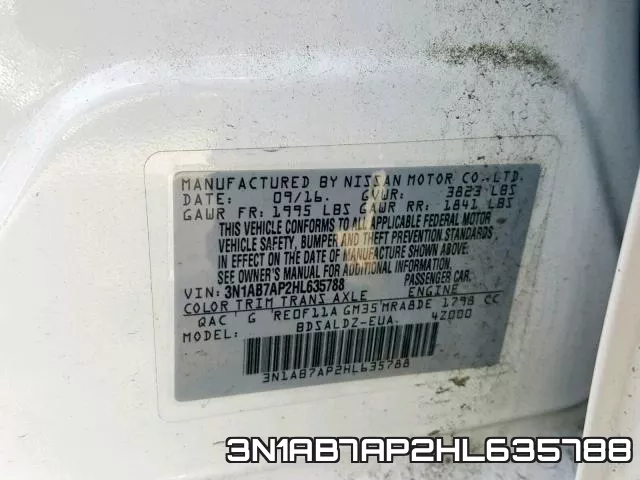 3N1AB7AP2HL635788 фото 2