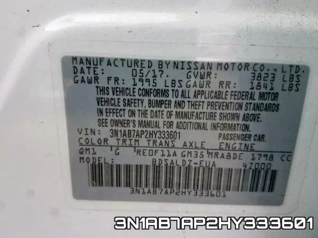 3N1AB7AP2HY333601 фото 2