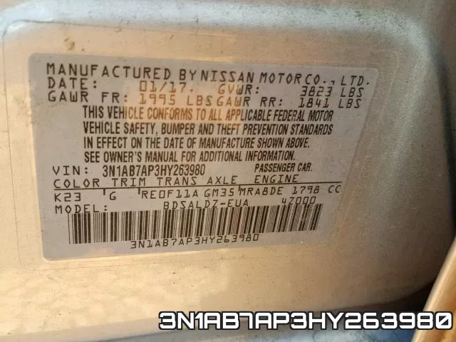 3N1AB7AP3HY263980 фото 2