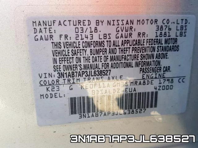 3N1AB7AP3JL638527 фото 2