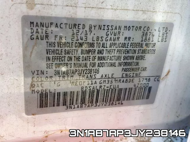 3N1AB7AP3JY238146 фото 2
