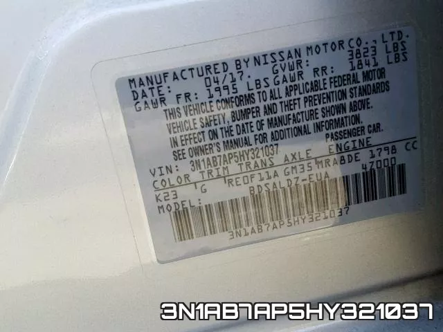 3N1AB7AP5HY321037 фото 2