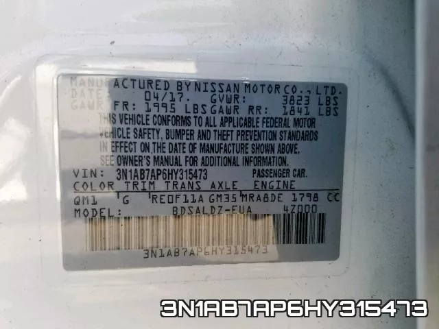 3N1AB7AP6HY315473 фото 2