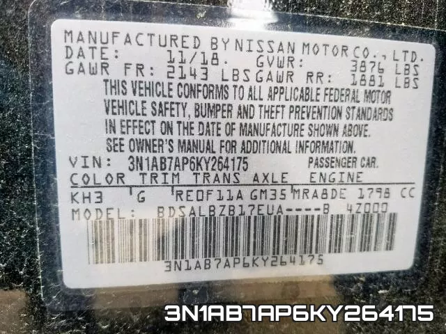 3N1AB7AP6KY264175 фото 2