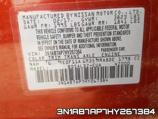 3N1AB7AP7HY267384 фото 2