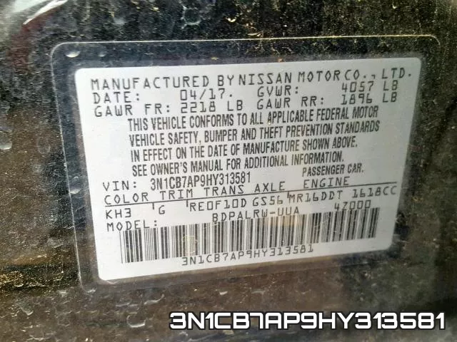 3N1CB7AP9HY313581 фото 2