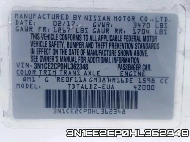 3N1CE2CP0HL362348 фото 2