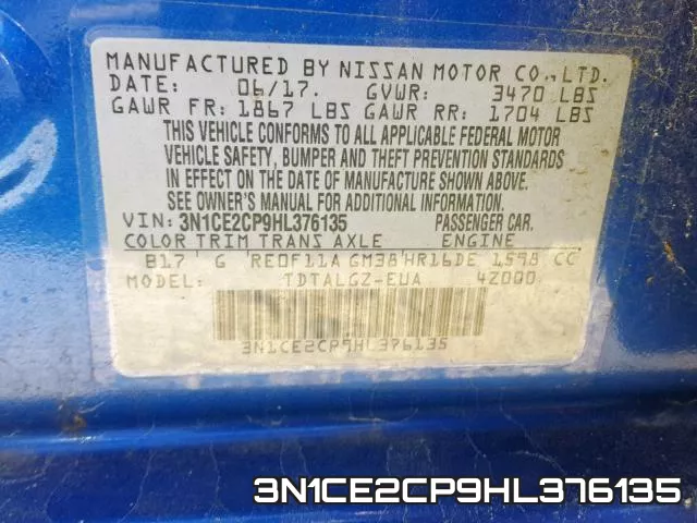 3N1CE2CP9HL376135 фото 2