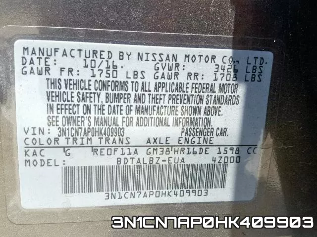 3N1CN7AP0HK409903 фото 2