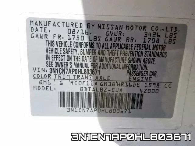 3N1CN7AP0HL803671 фото 2