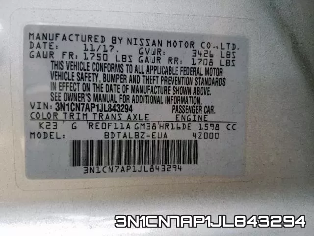 3N1CN7AP1JL843294 фото 2