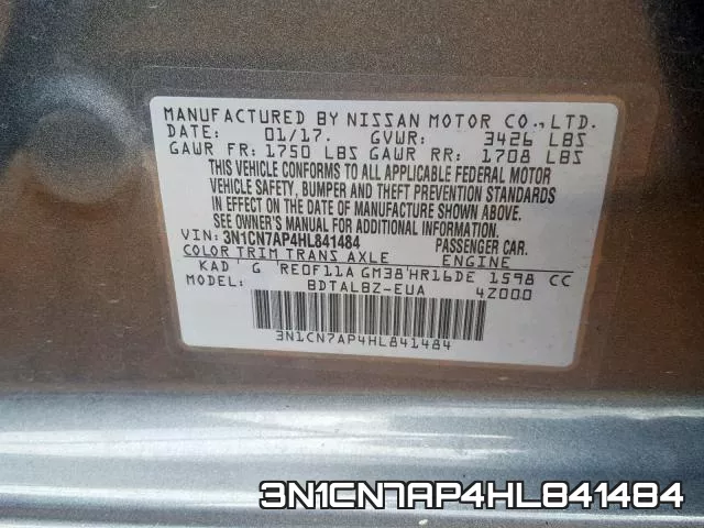 3N1CN7AP4HL841484 фото 2