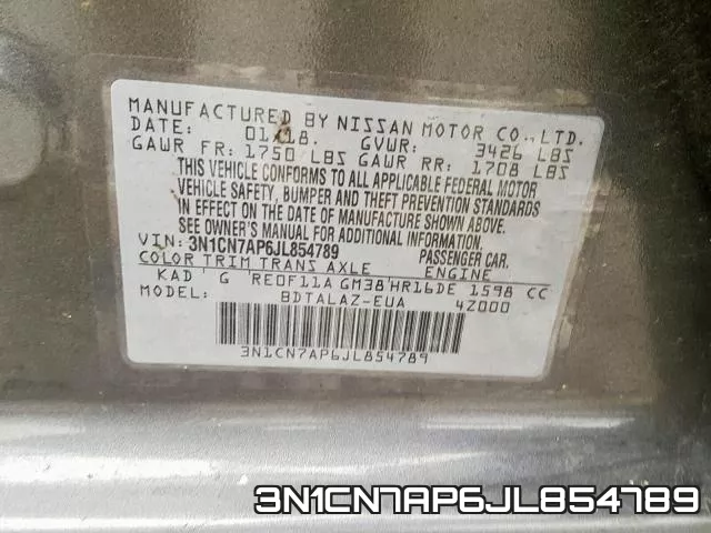 3N1CN7AP6JL854789 фото 2