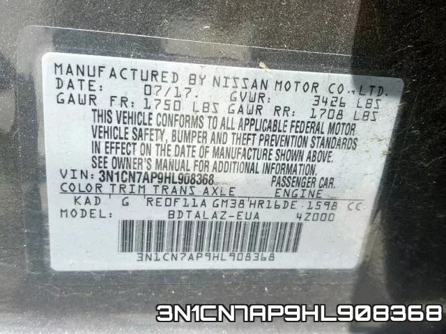 3N1CN7AP9HL908368 фото 2